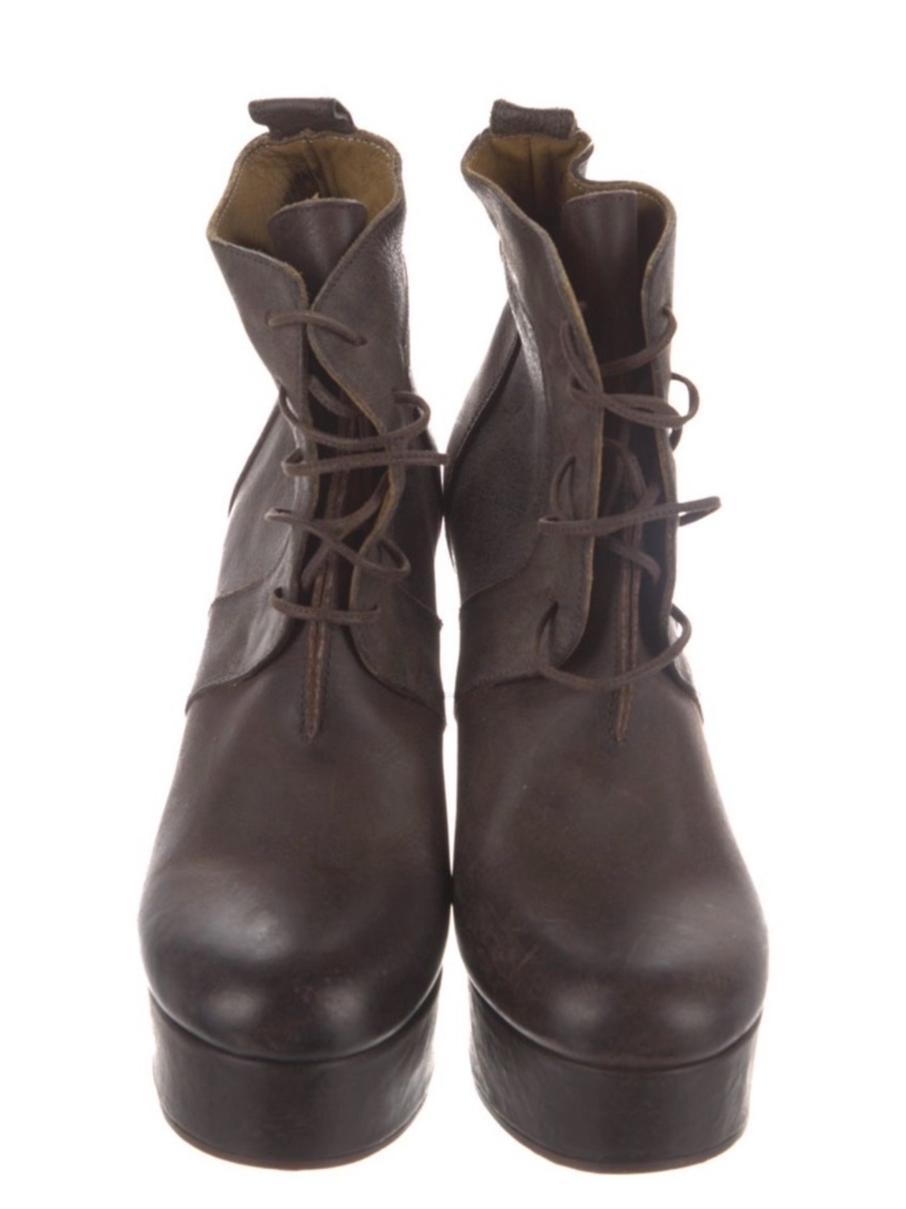 Billy Reid Brown platform Ankle Boots - Lace-Up - Picture 3 of 7